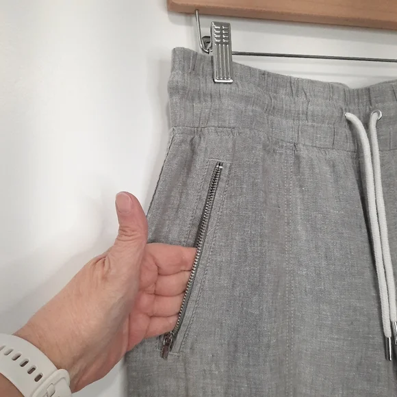 Athleta Cabo Linen Wide Leg Pants Pull On Elastic Waist Womens Size 6T Coastal - Picture 5 of 15